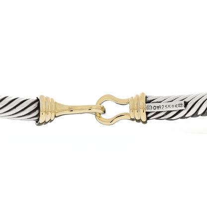 David Yurman Sterling Silver 14K Yellow Gold 5mm Cable Classic Buckle Bracelet 3 of 3