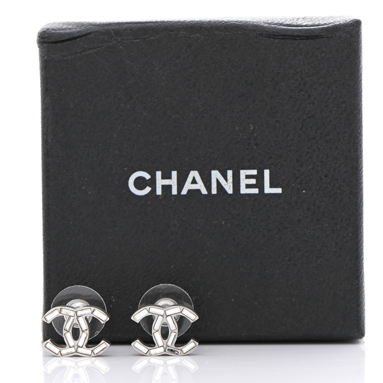 Chanel Baguette Crystal CC Earrings Silver 5 of 5