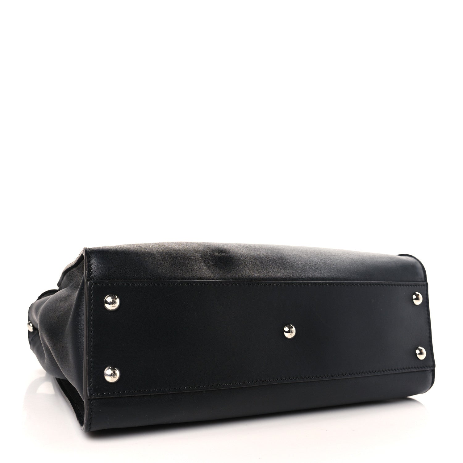 Fendi Vitello Seta Nappa Ribbon Medium Peekaboo Iconic Satchel Black Corteccia 4 of 8