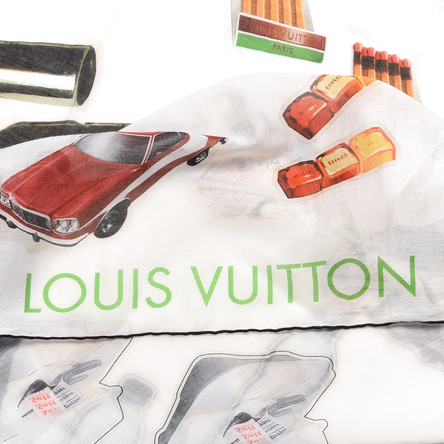 Louis Vuitton Cotton Silk Stickers Animation Stole White 5 of 5