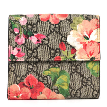 Gucci GG Supreme Monogram Blooms French Flap Wallet Beige Multicolor Dry Rose 1 of 8