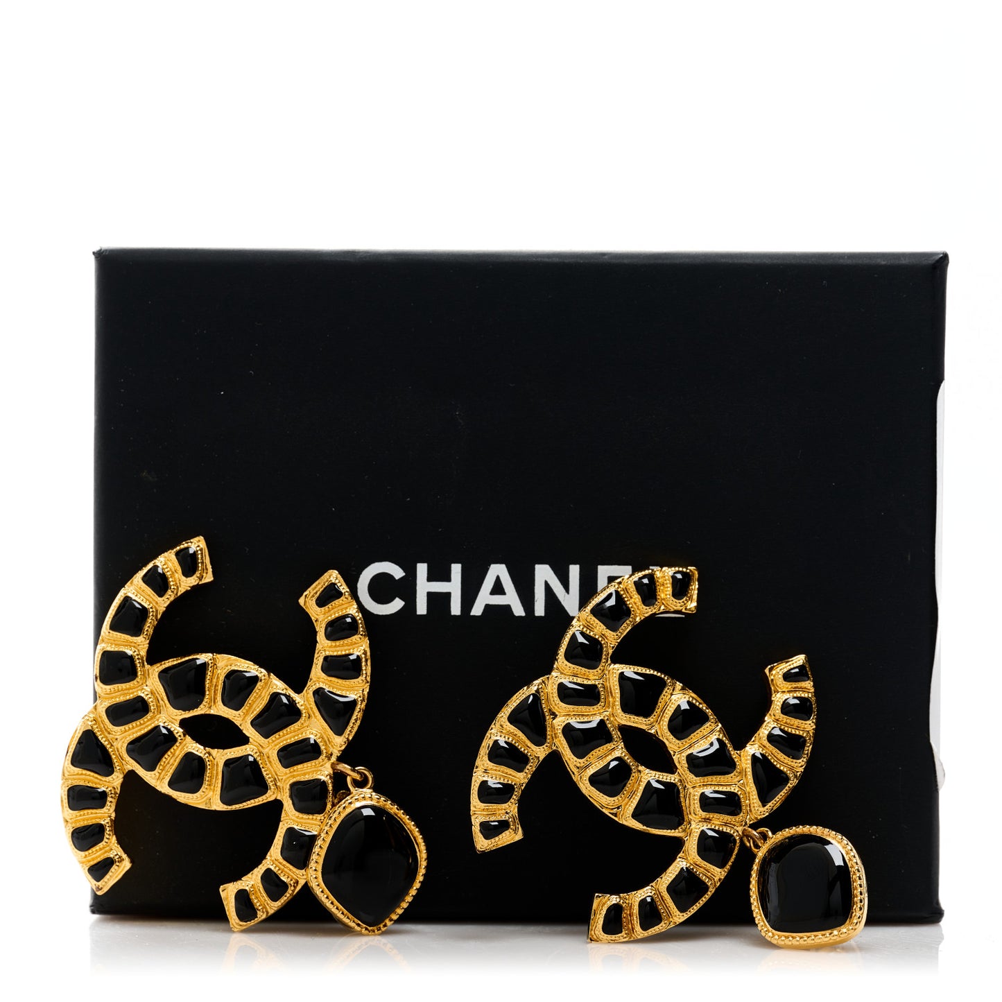 Resin Along The Nile CC Clip On Earrings Gold Black
