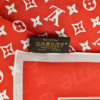 Louis Vuitton X SUPREME Cotton Monogram Bandana Scarf Red 5 of 5