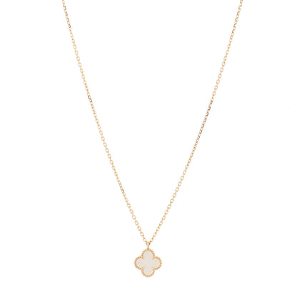 Van Cleef & Arpels 18K Yellow Gold Mother of Pearl Sweet Alhambra Pendant Necklace 1 of 6