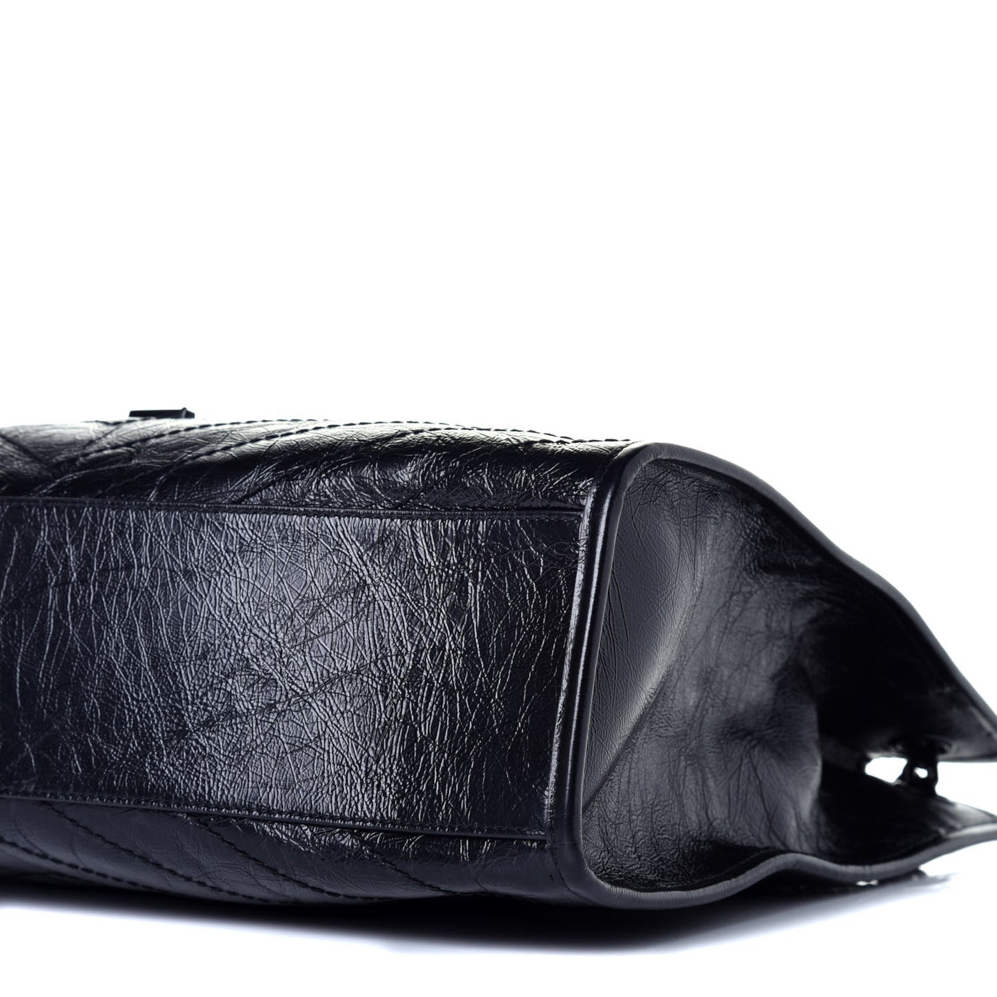 Crinkled Calfskin Matelasse Monogram Large Niki Shopper Tote Black