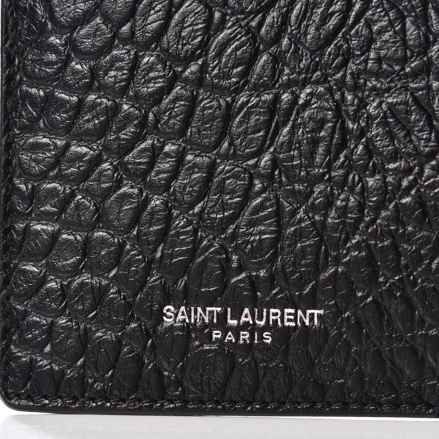 Calfskin Crocodile Embossed 5 Fragments Zip Card Case Black