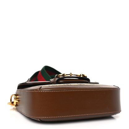 Gucci GG Supreme Monogram Web Mini Horsebit 1955 Shoulder Bag Beige Brown Sugar 4 of 9