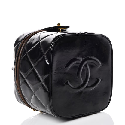 Chanel Patent Quilted Vanity Cosmetic Case Black 4 of 15