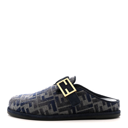 Fendi Velvet FF Fendi Feel Mules 38 Grigio Blue Midnight Blue 1 of 10