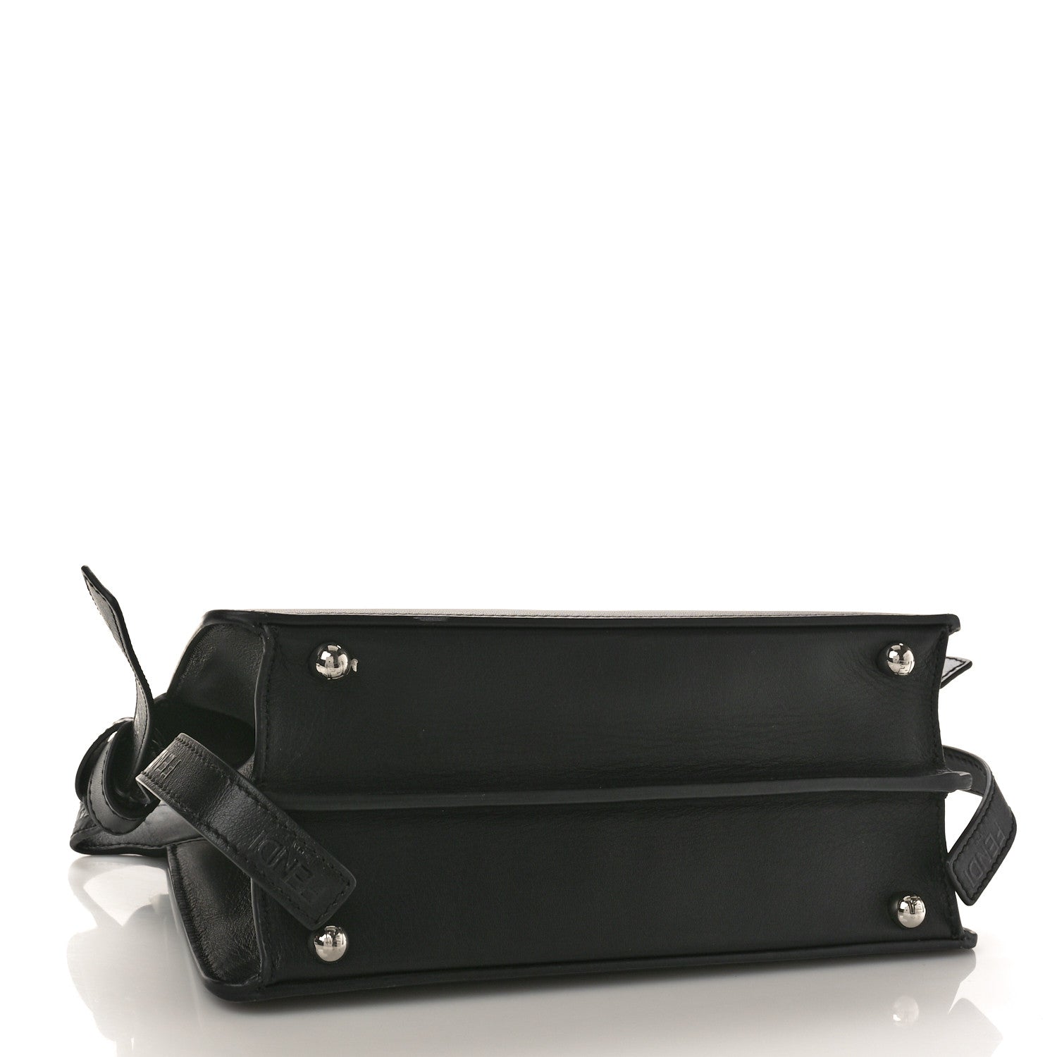 Fendi Vitello Seta Shiny Nappa Logo Embossed Laces Small Peekaboo I SEE U Satchel Black 4 of 8