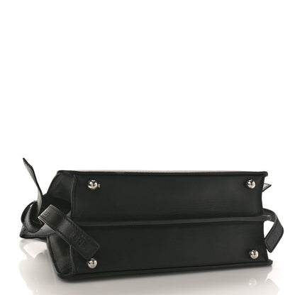 Fendi Vitello Seta Shiny Nappa Logo Embossed Laces Small Peekaboo I SEE U Satchel Black 4 of 8