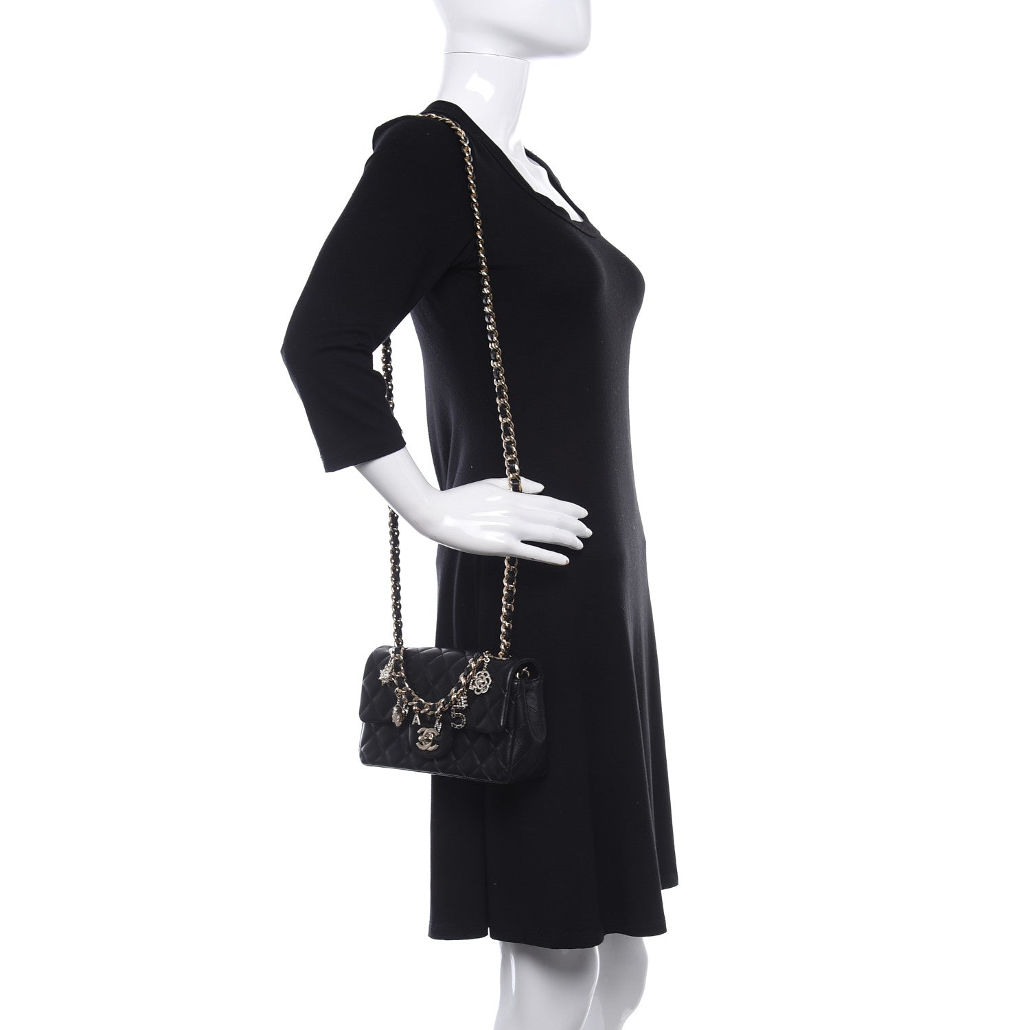 Chanel Lambskin Quilted Valentine Charms Mini Rectangular Flap Black 2 of 22