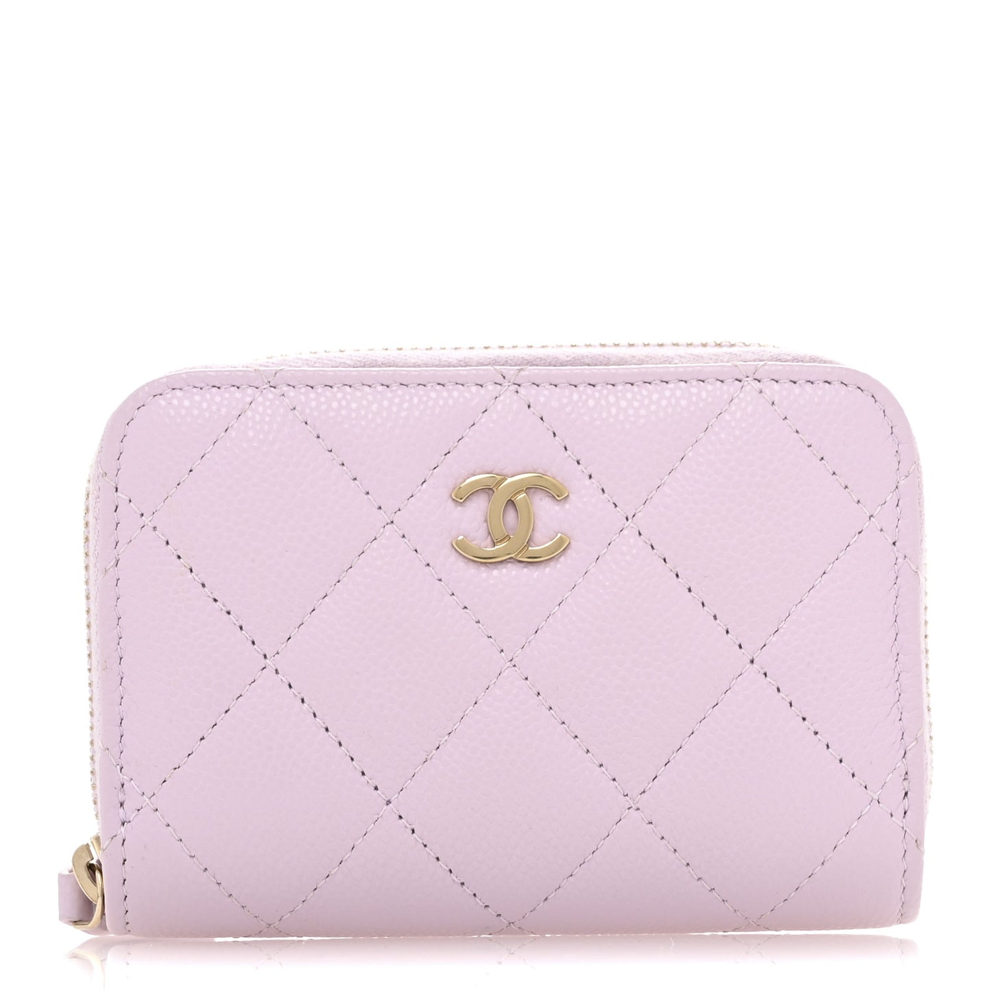 Caviar Quilted Zip Coin Purse Light Pink