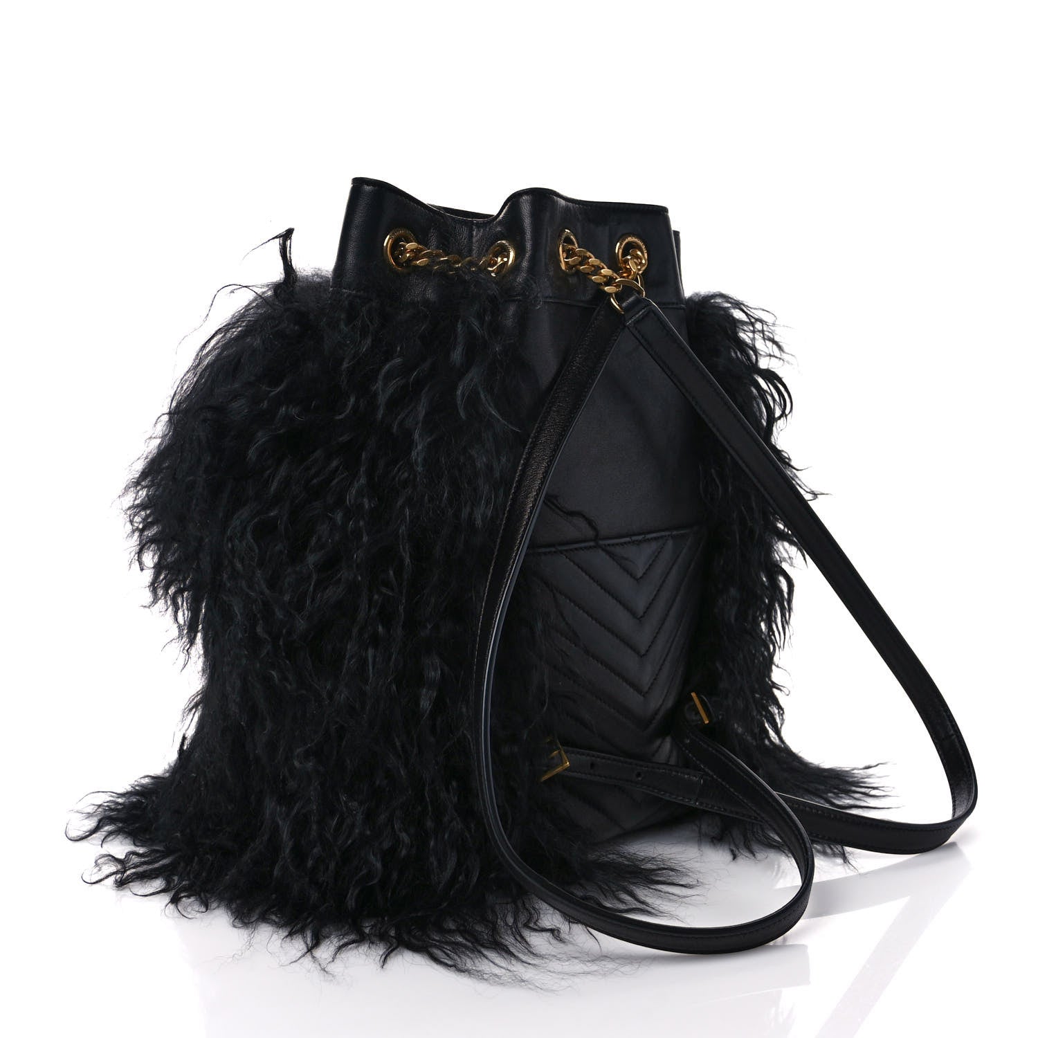 Saint Laurent Shearling Lambskin Joe Backpack Black 3 of 9