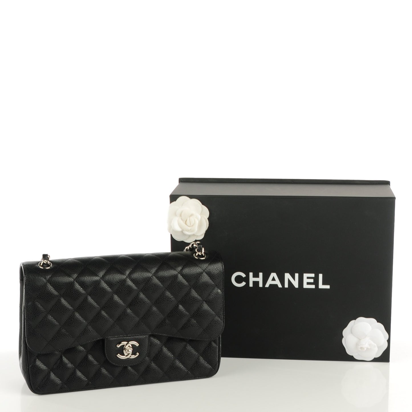 Caviar Quilted Jumbo Double Flap Black