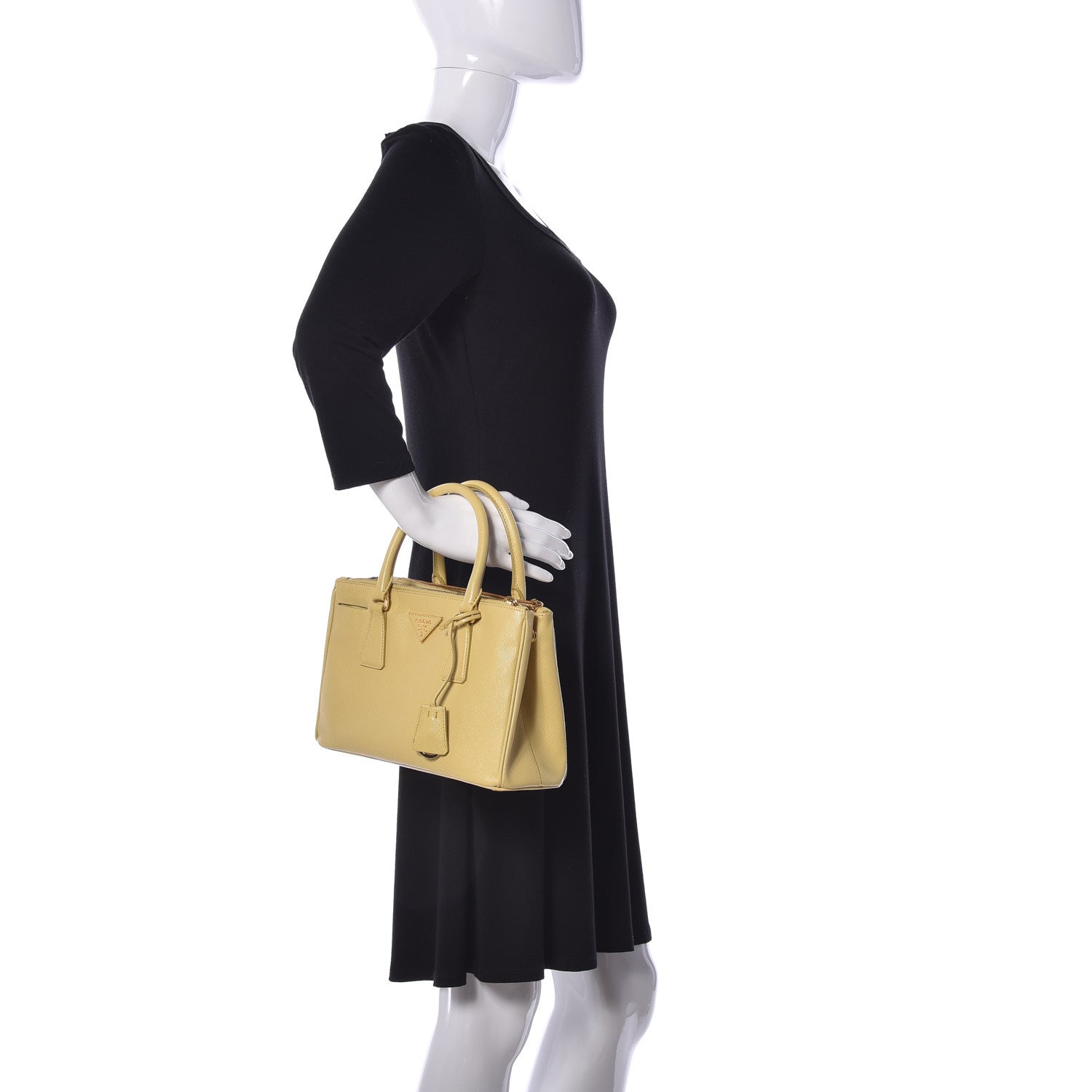 Prada Saffiano Lux Mini Galleria Double Zip Tote Ginestra 3 of 10