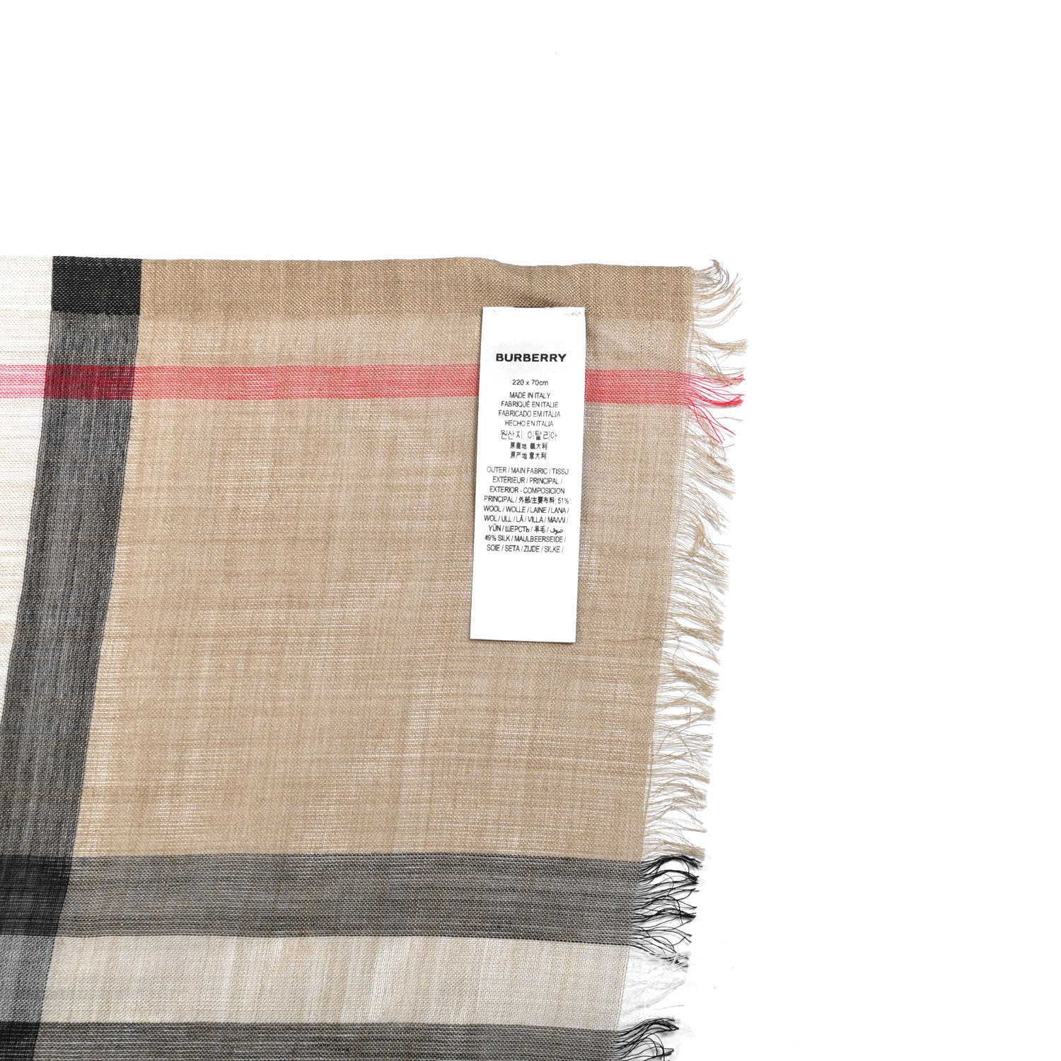 Burberry Wool Silk Gauze Giant Check Lightweight Scarf Archive Beige 3 of 4