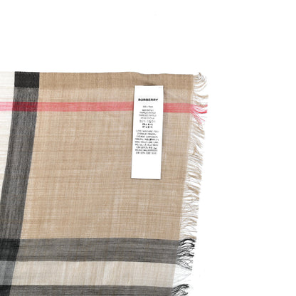 Burberry Wool Silk Gauze Giant Check Lightweight Scarf Archive Beige 3 of 4