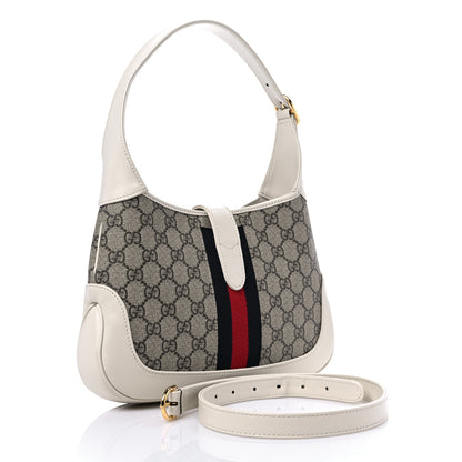Gucci GG Supreme Monogram Azalea Calfskin Web Small Jackie 1961 Hobo Beige Ebony Mystic White 2 of 8