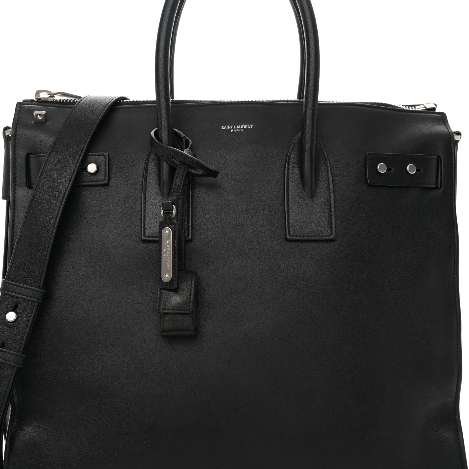 Saint Laurent Grained Calfskin Sac De Jour Souple North South Tote Black 8 of 11