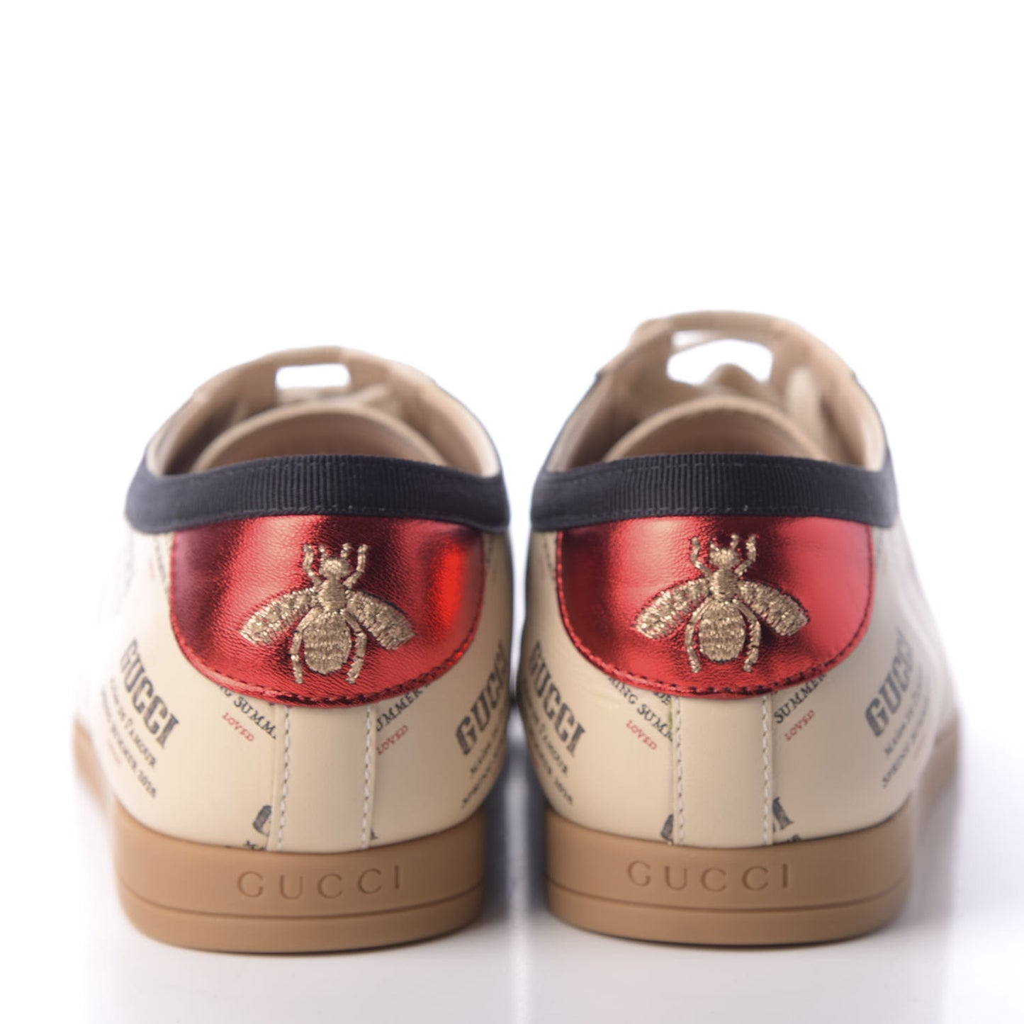 Calfskin Stamp Print Womens Falacer Sneakers 37.5 Soy