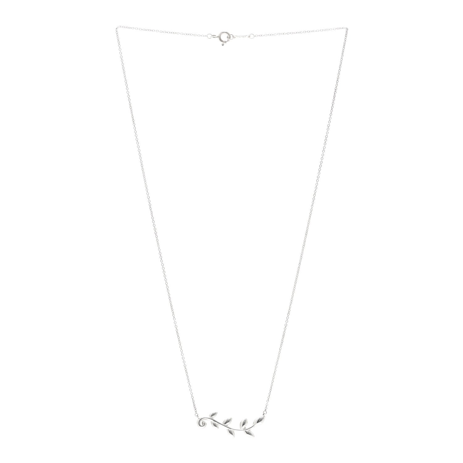 Tiffany Sterling Silver Paloma Picasso Olive Leaf Vine Pendant Necklace 3 of 4