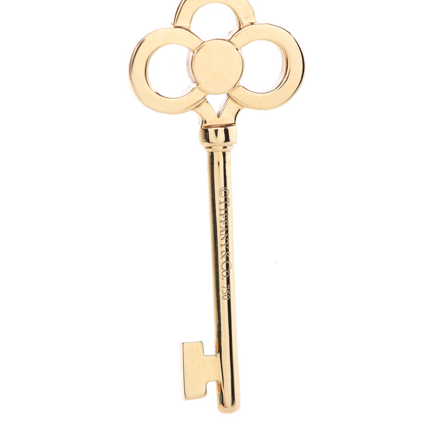 18K Yellow Gold Diamond Crown Key Pendant Necklace