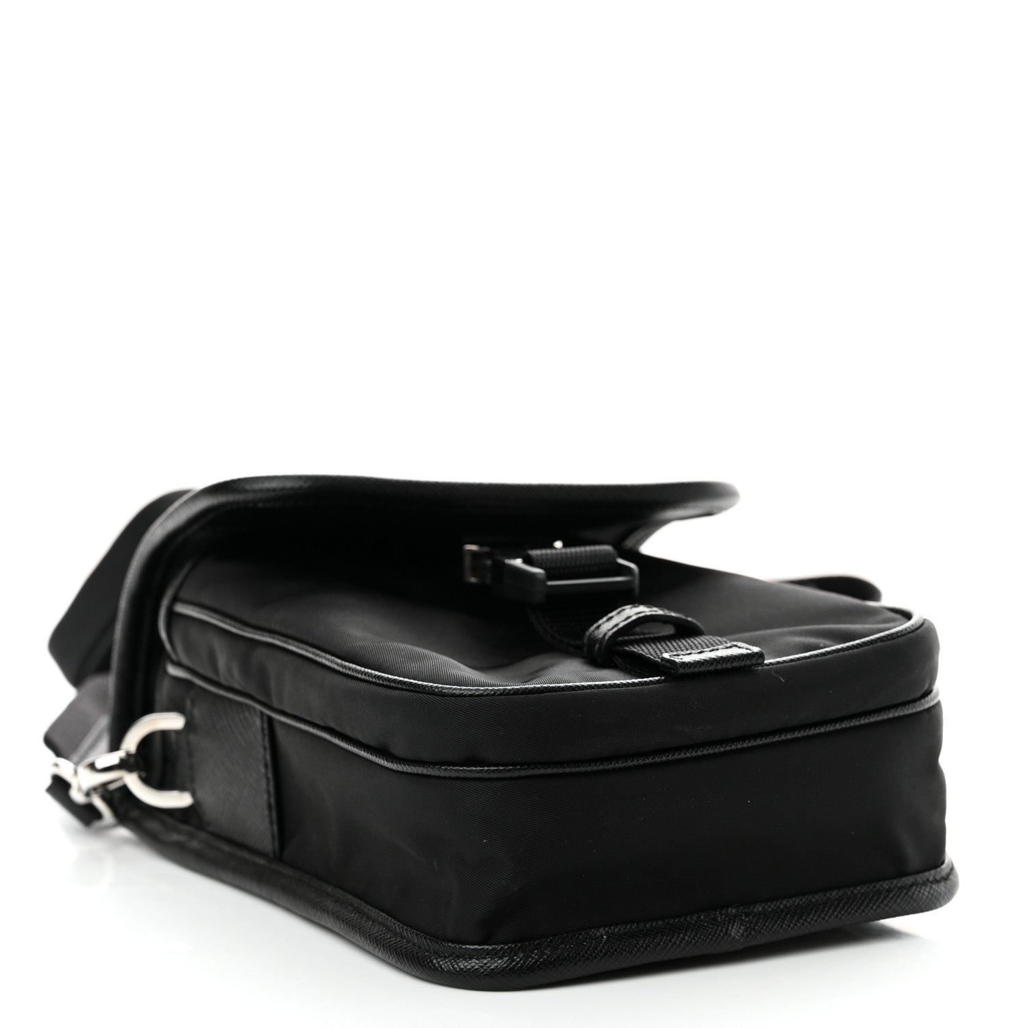 Prada Re-Nylon Saffiano Mini Pocket Single Snap Buckle Messenger Bag Black 4 of 11