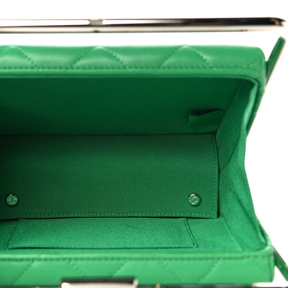 Chanel Quilted Lambskin Metal Bar Clutch Bag Green 5 of 10