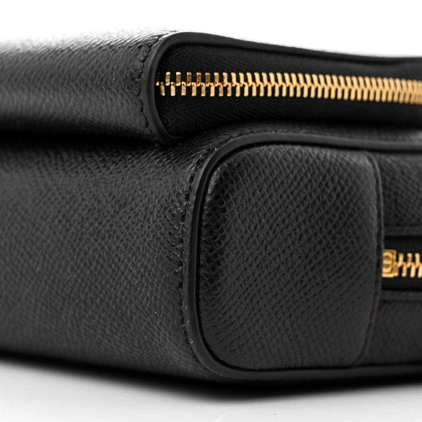 Grained Calfskin Caro Double Pouch Black