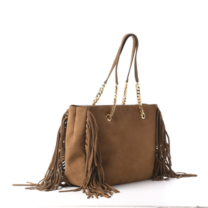 Saint Laurent Suede Fringe Monogram Shopping Tote Light Ochre 3 of 8
