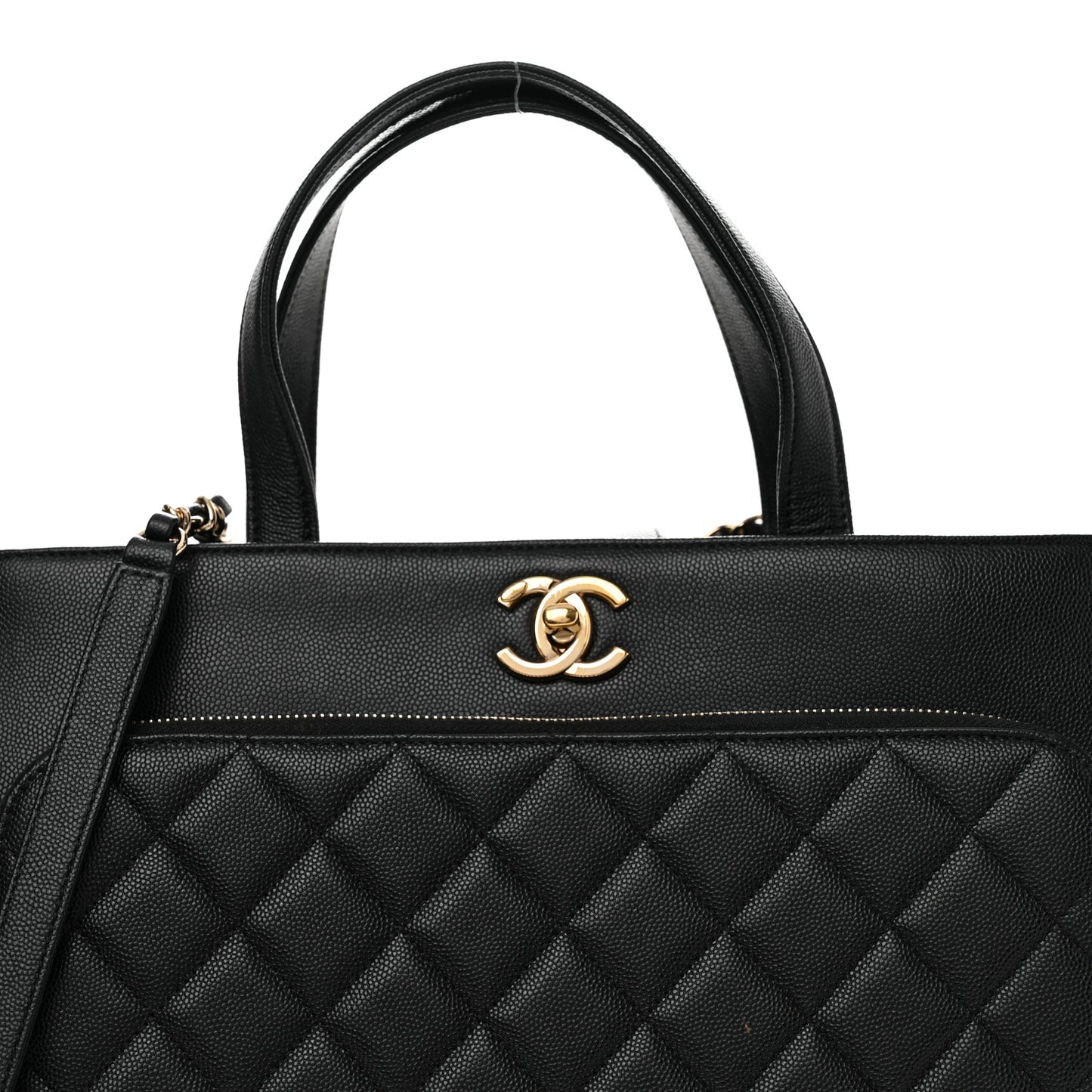 Caviar Quilted Large Business Affinity Shopping Bag Black