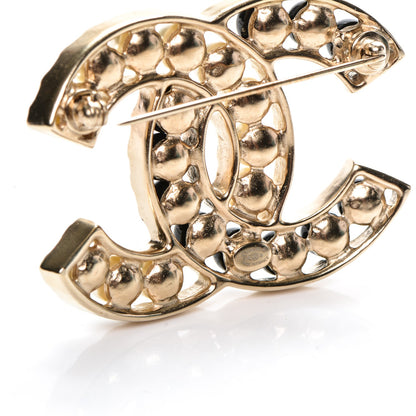 Chanel Pearl CC Brooch Gold Black 3 of 4