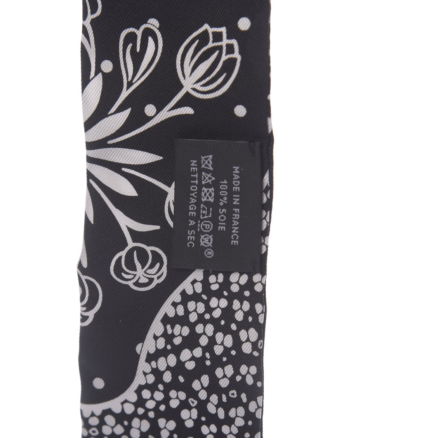 Hermes Silk Les Leopards Twilly Black White 2 of 2