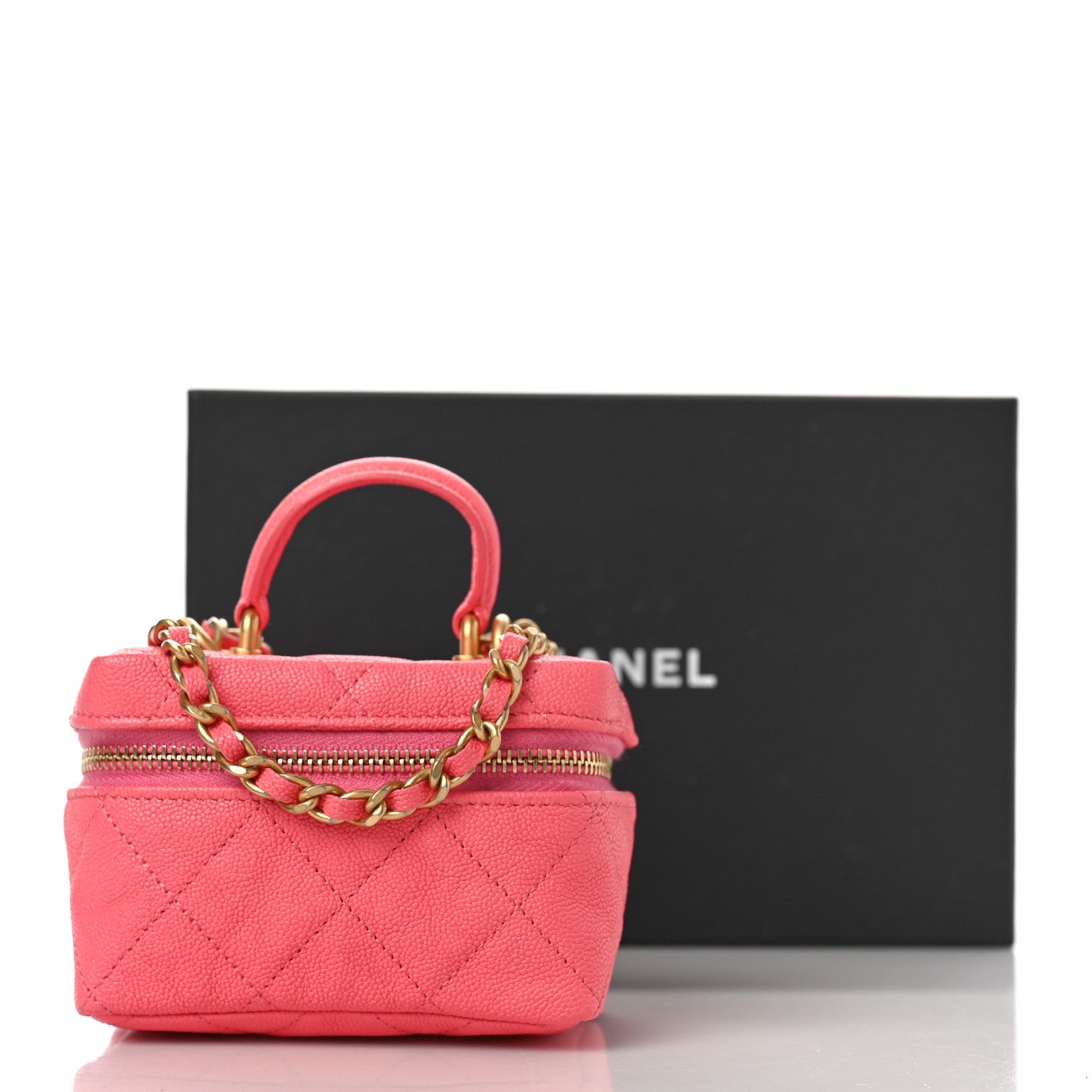 Chanel Caviar Quilted Mini Top Handle Vanity With Chain Pink 10 of 10