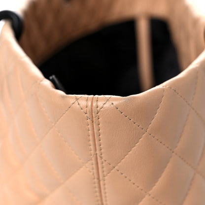 Chanel Calfskin Quilted Large Cambon Tote Beige Black 15 of 21