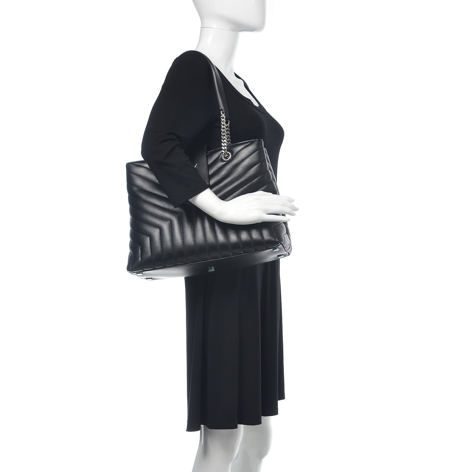 Saint Laurent Calfskin Y Quilted Monogram Large Loulou Shopper Black 2 of 9