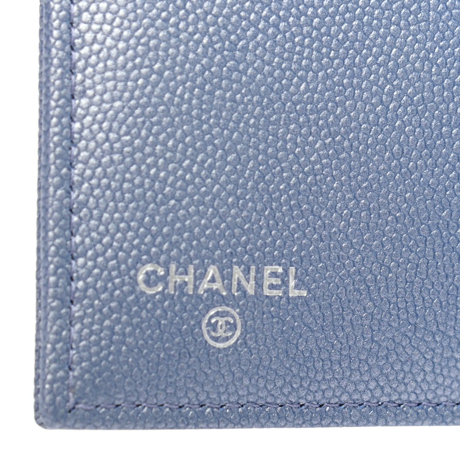 Chanel Metallic Caviar Chevron Quilted Mademoiselle Vintage Flap Wallet Blue 6 of 7