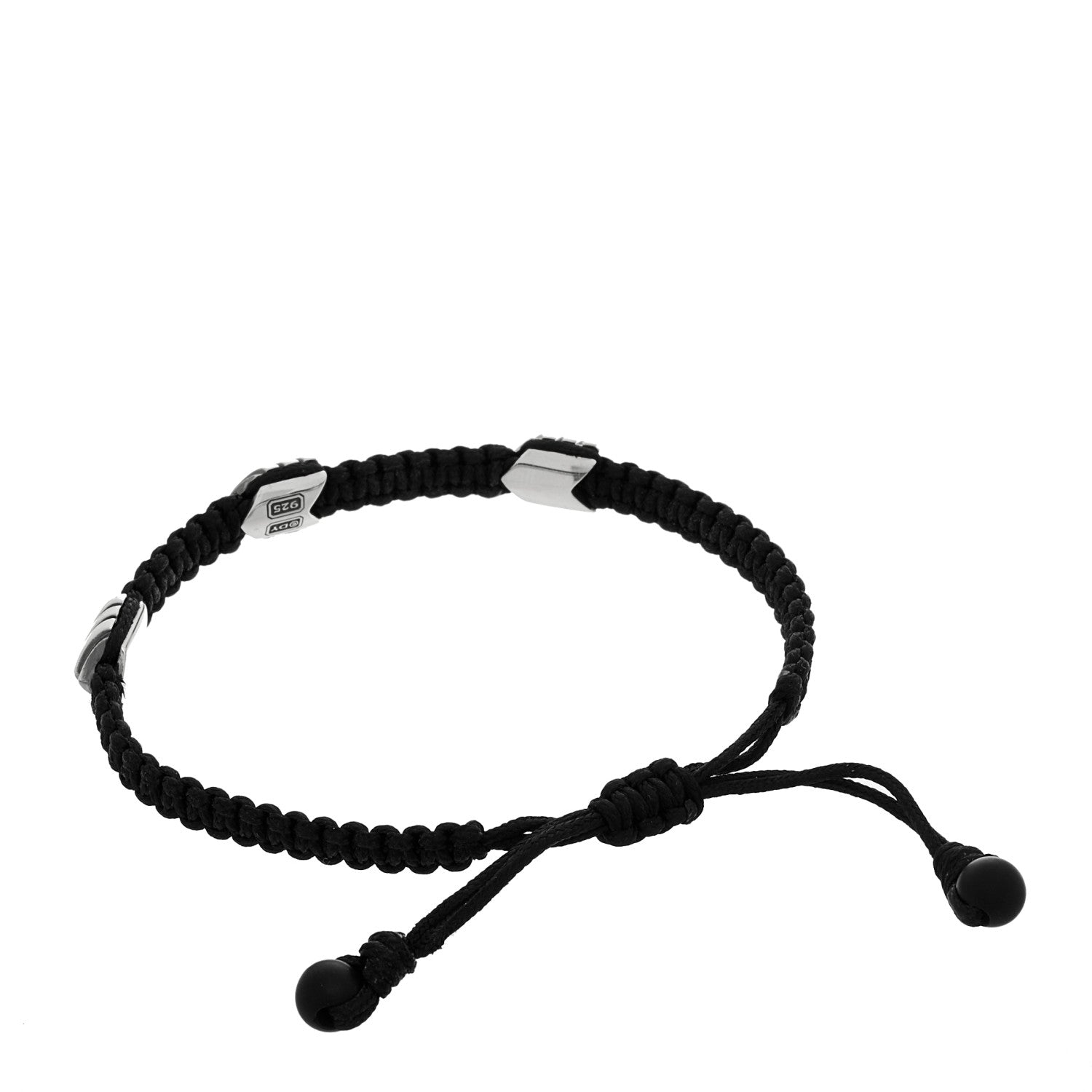 David Yurman Sterling Silver Nylon Chevron Bracelet Black 2 of 4