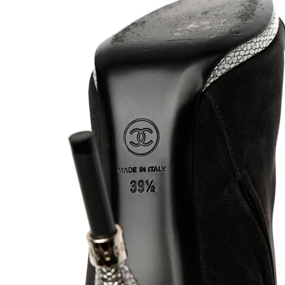 Chanel Suede Calfskin Satin Short Boots 39.5 Dark Grey 9 of 12