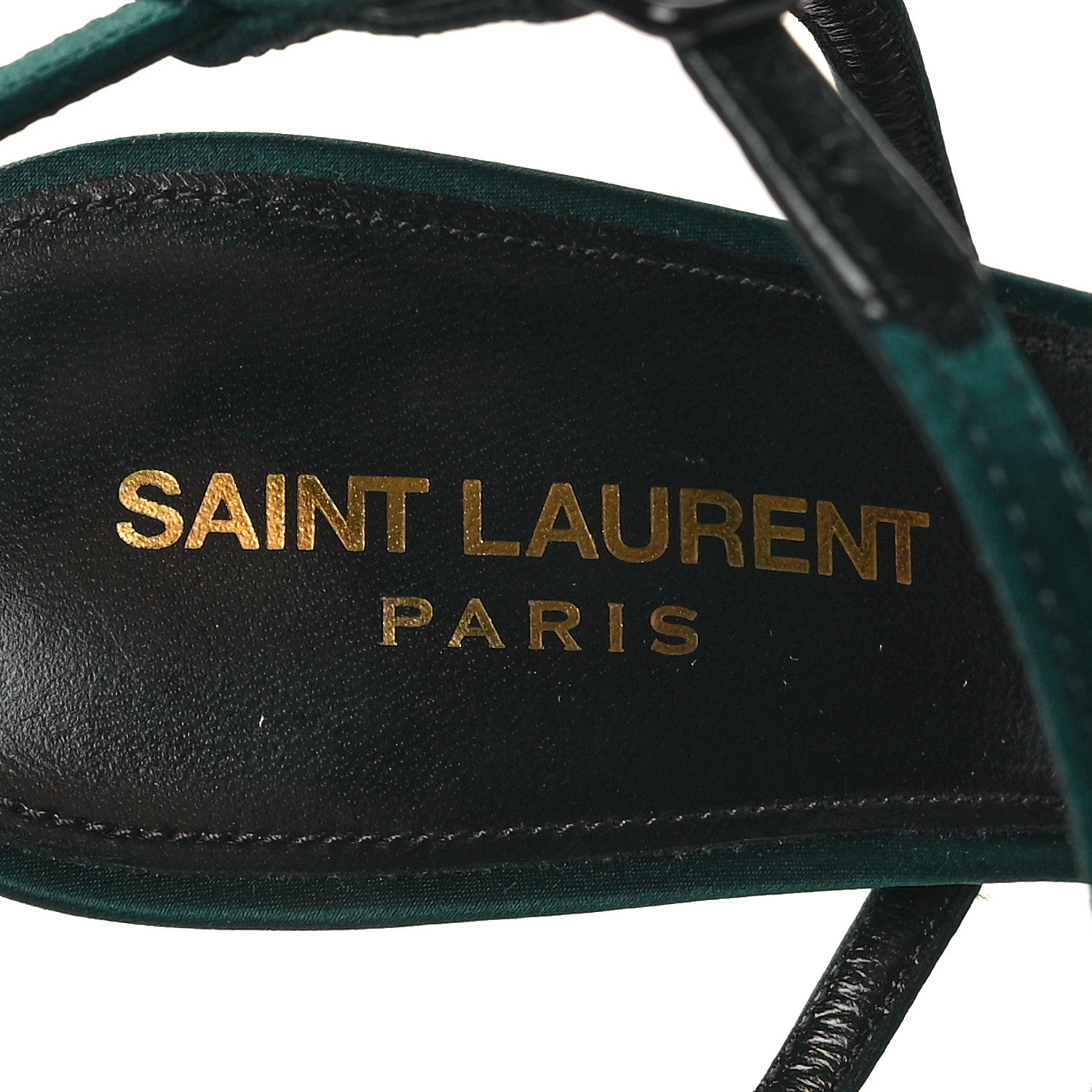 Saint Laurent Crepe Satin Clara 110 Ankle Strap Sandals 39.5 Dorian Green 7 of 9