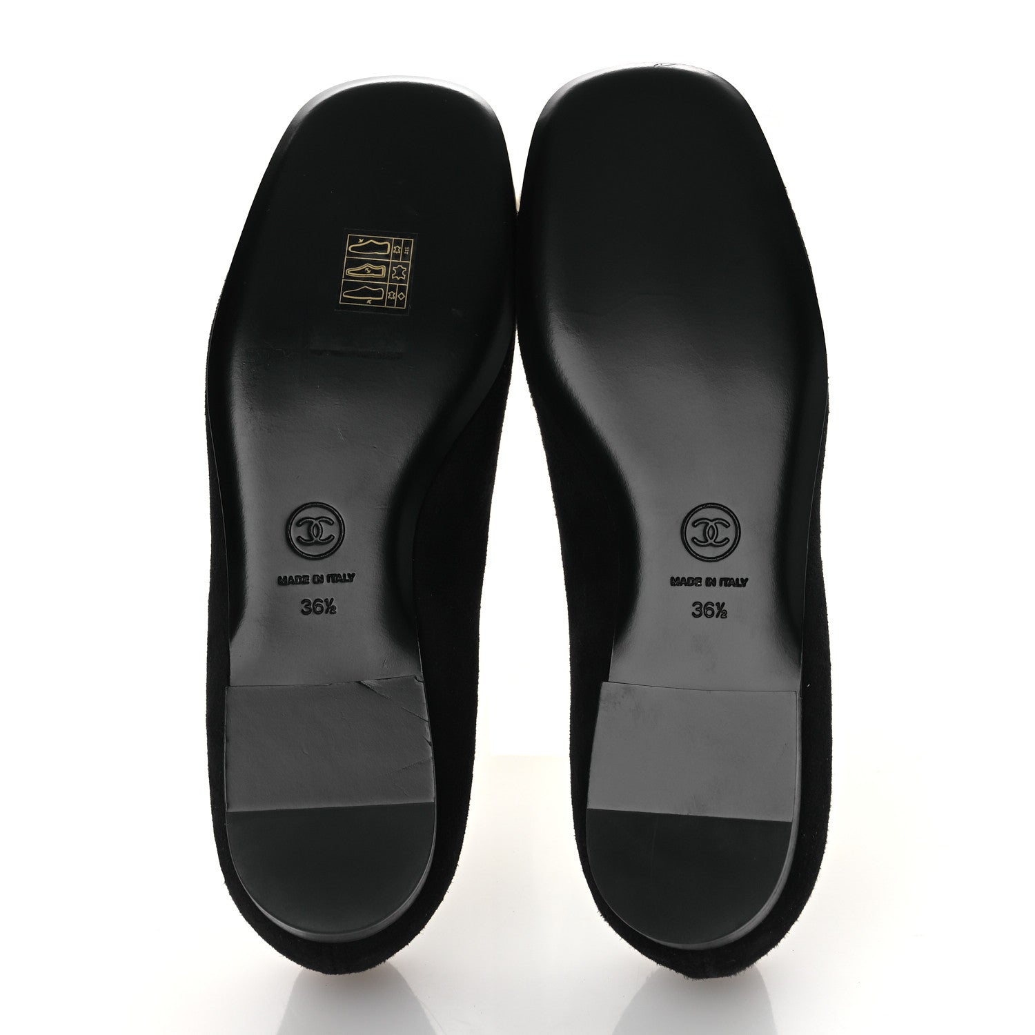 Chanel Suede Patent Cap Toe Camellia Ballerina Flats 36.5 Black White 7 of 10