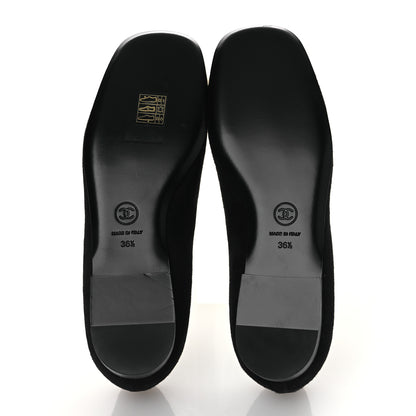 Chanel Suede Patent Cap Toe Camellia Ballerina Flats 36.5 Black White 7 of 10