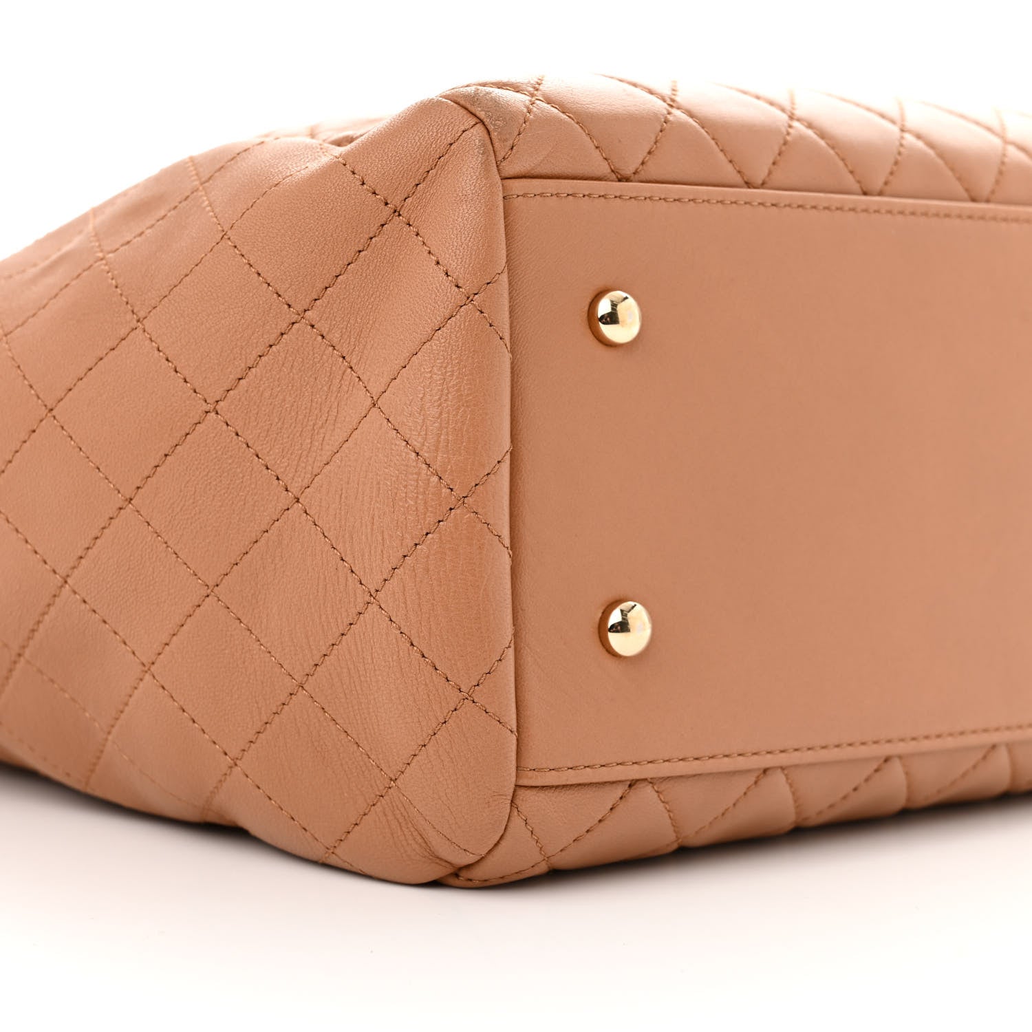 Chanel Lambskin Quilted Large Drawstring Shoulder Bag Dark Beige 9 of 10