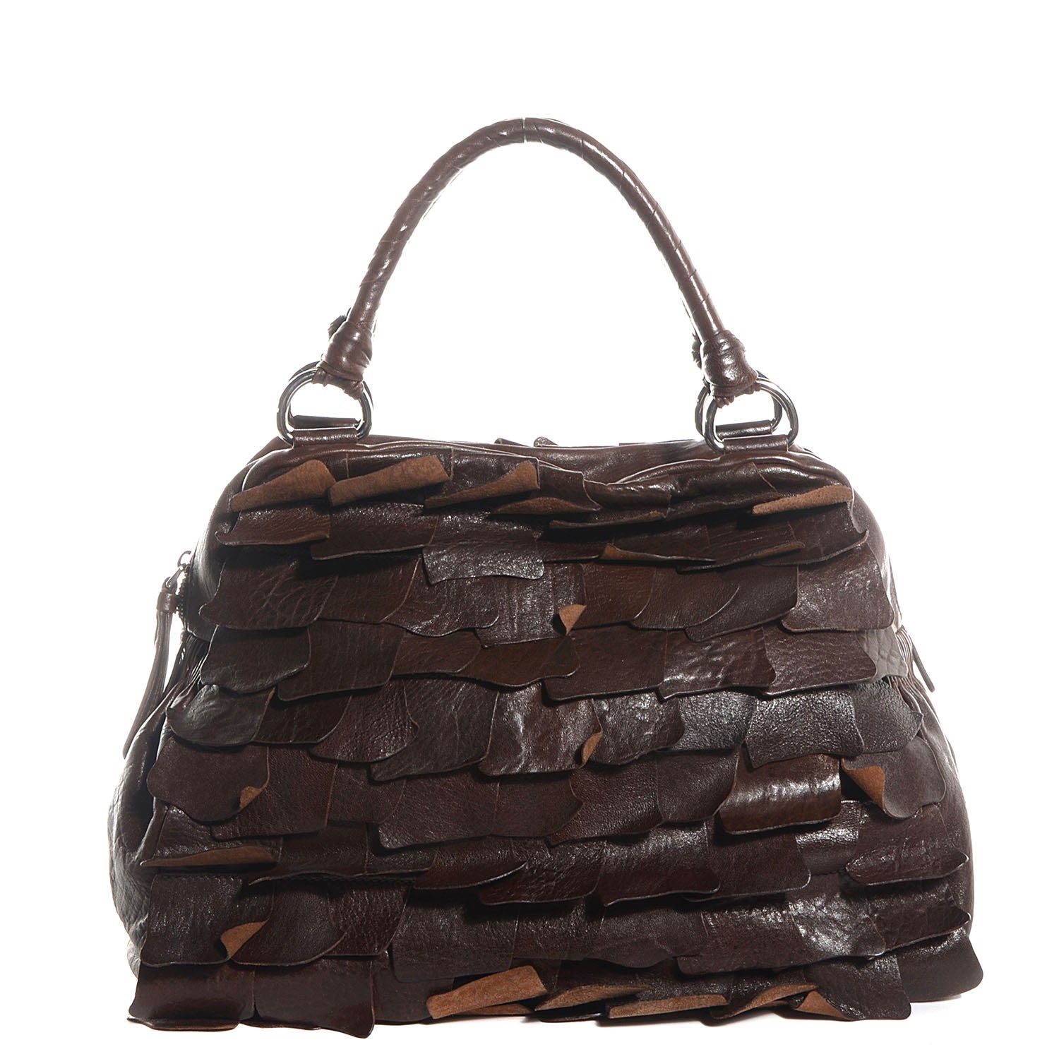 Miu Miu Nappa Patch Petals Satchel Brown 1 of 9