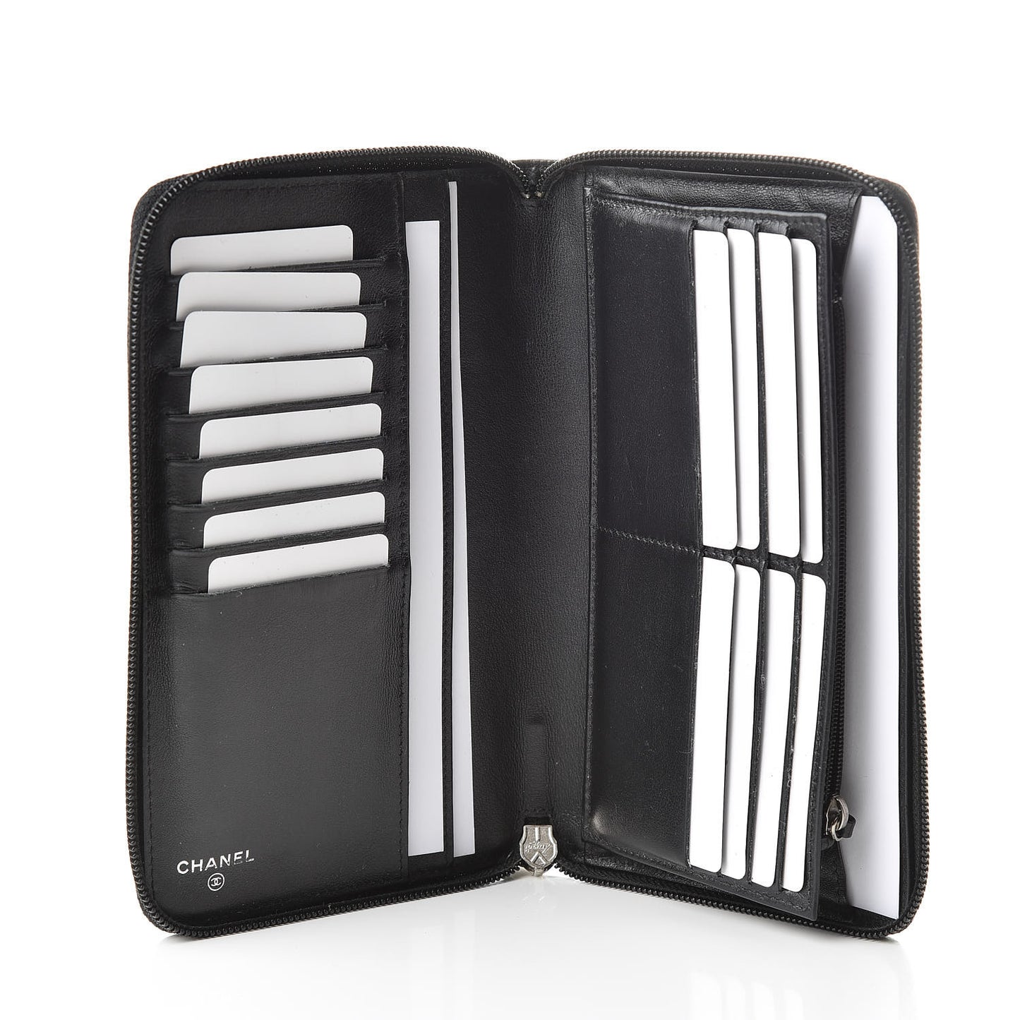 Caviar Large Timeless CC Zip Around Organizer Wallet Black