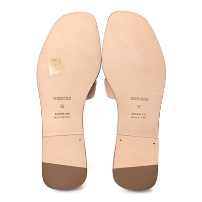 Hermes Epsom Calfskin Oran Sandals 39 Beige Perlino 6 of 10