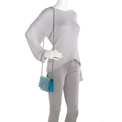 Chanel Patent Wallet On Chain WOC Turquoise Blue 2 of 9