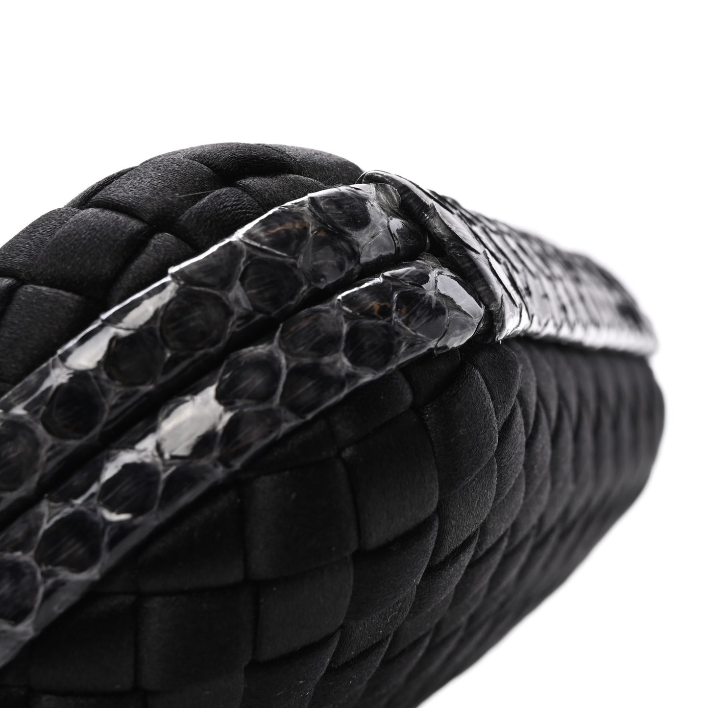 Satin Ayers Intrecciato Chain Knot Clutch Black