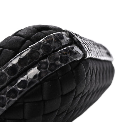 Bottega Veneta Satin Ayers Intrecciato Chain Knot Clutch Black 8 of 9